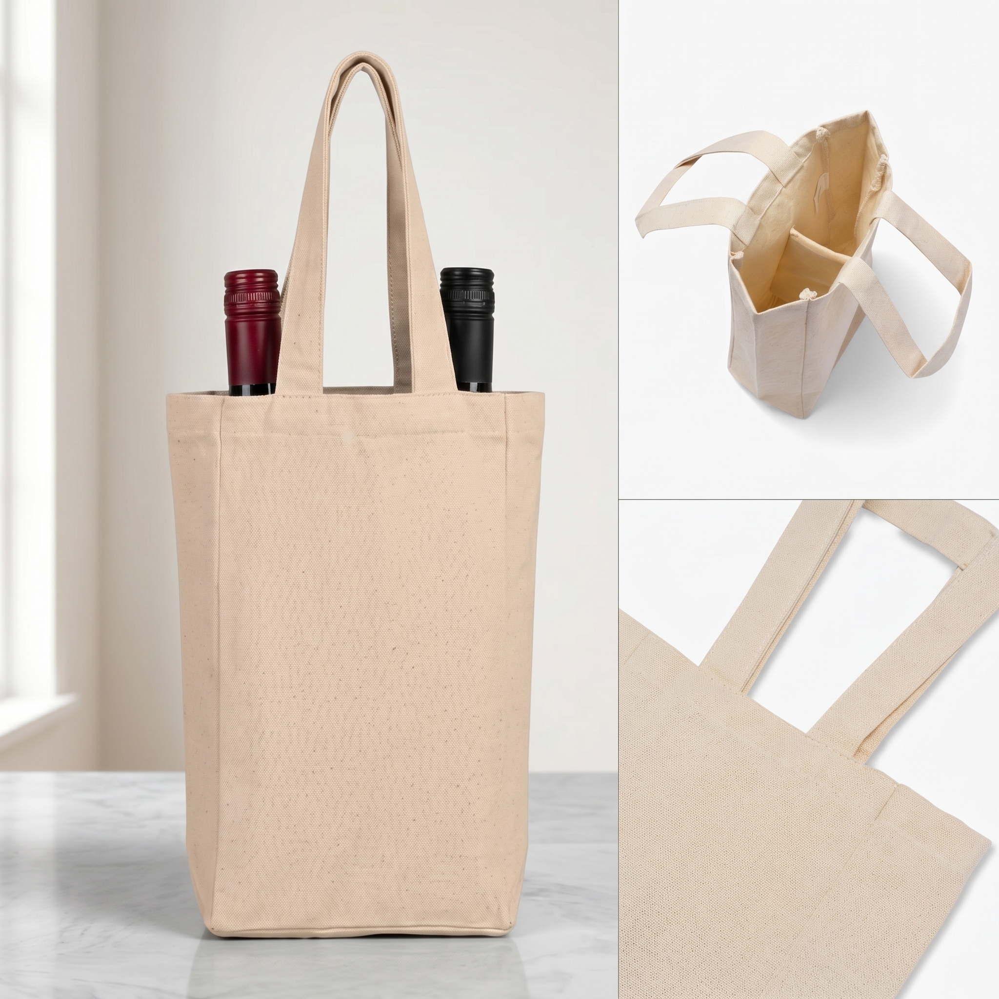 Custom Double Wine Tote Bag Görsel 2